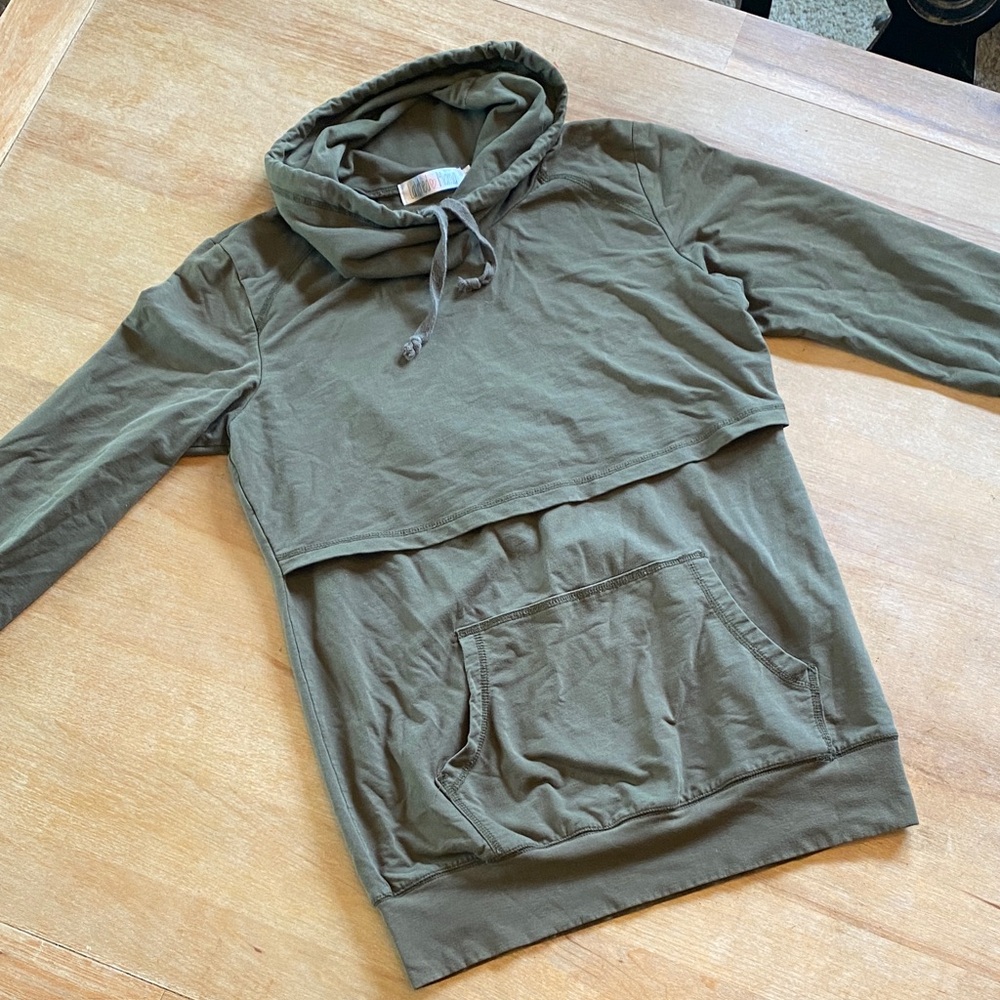 LATCHED MAMA Olive Green nursing hoodie sweatshirt sz S/M
